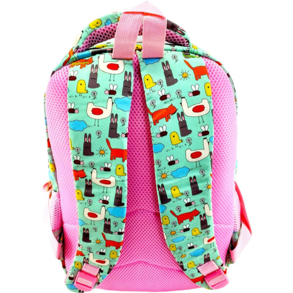 Rabbit Printed School Bag - Green/Pink - Class - 1 - 2( IMPORTED ) - Image 3