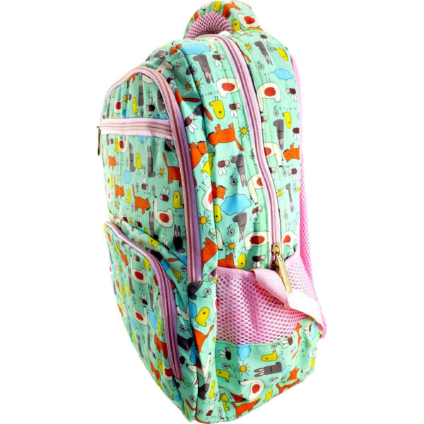 Rabbit Printed School Bag - Green/Pink - Class - 1 - 2( IMPORTED ) - Image 2