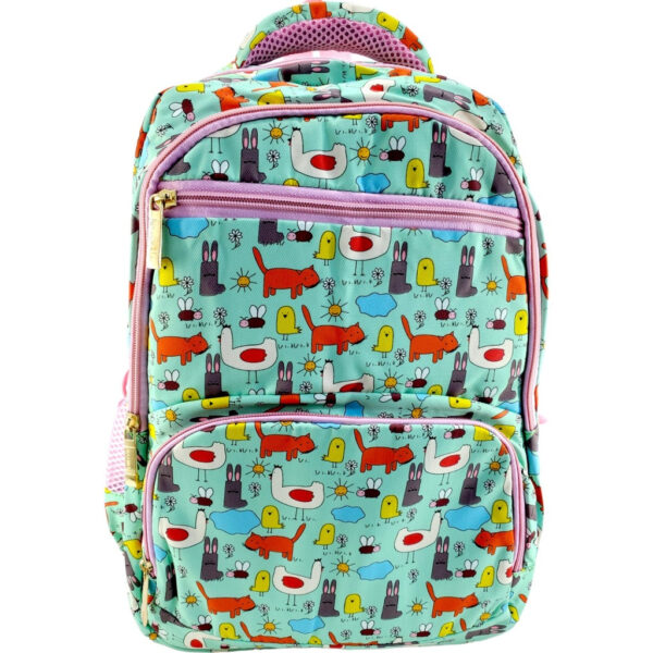 Rabbit Printed School Bag - Green/Pink - Class - 1 - 2( IMPORTED )