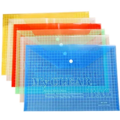 My Clear Bag Transparent Button File Bag Plastic Folder FS LEGAL SIZE